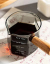 50/75/100/140ml Wood Handle Glass Espresso Measuring Cup Single Mouth Milk Jug Coffee Supplies Clear Kitchen Measure Mug