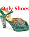 Style Matching Bag and Shoes Set Italian Women Design Shoes Matching Bag Decorated with Rhinestone Luxury Pumps Women