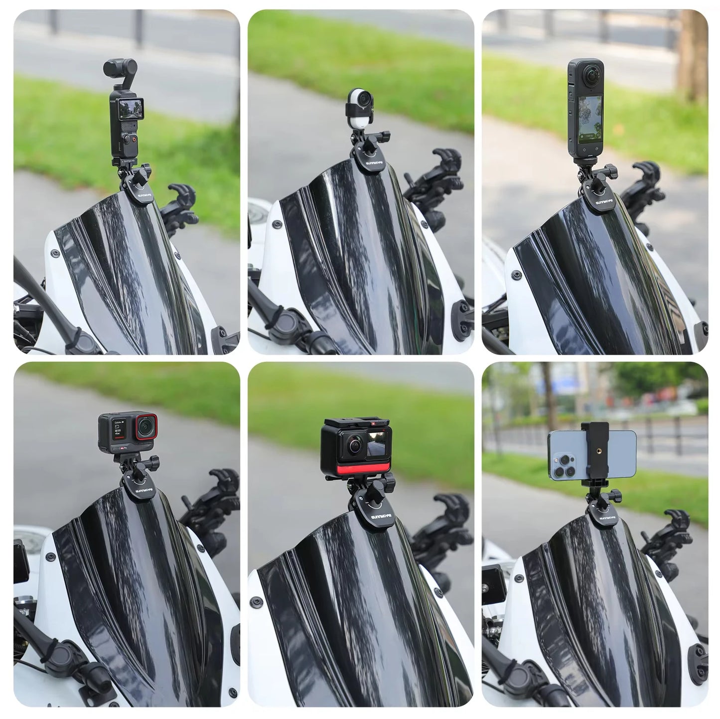 Aluminum Motorcycle Windshield Camera Mount Clip for GoPro DJI Action Pocket and Insta360