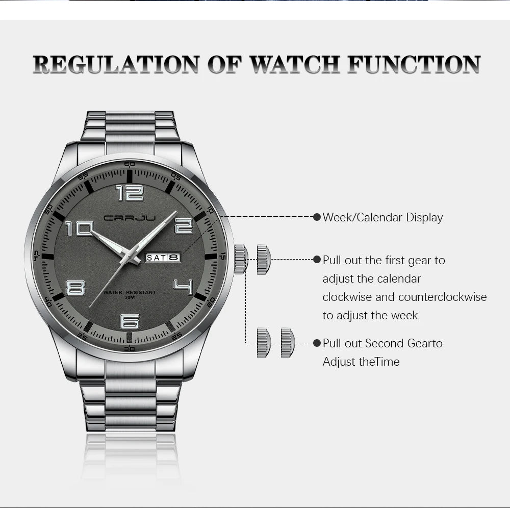 Men Luxury Watches Stainless Steel Quartz Auto Date Clock with Luminous Hands Relogio Masculino
