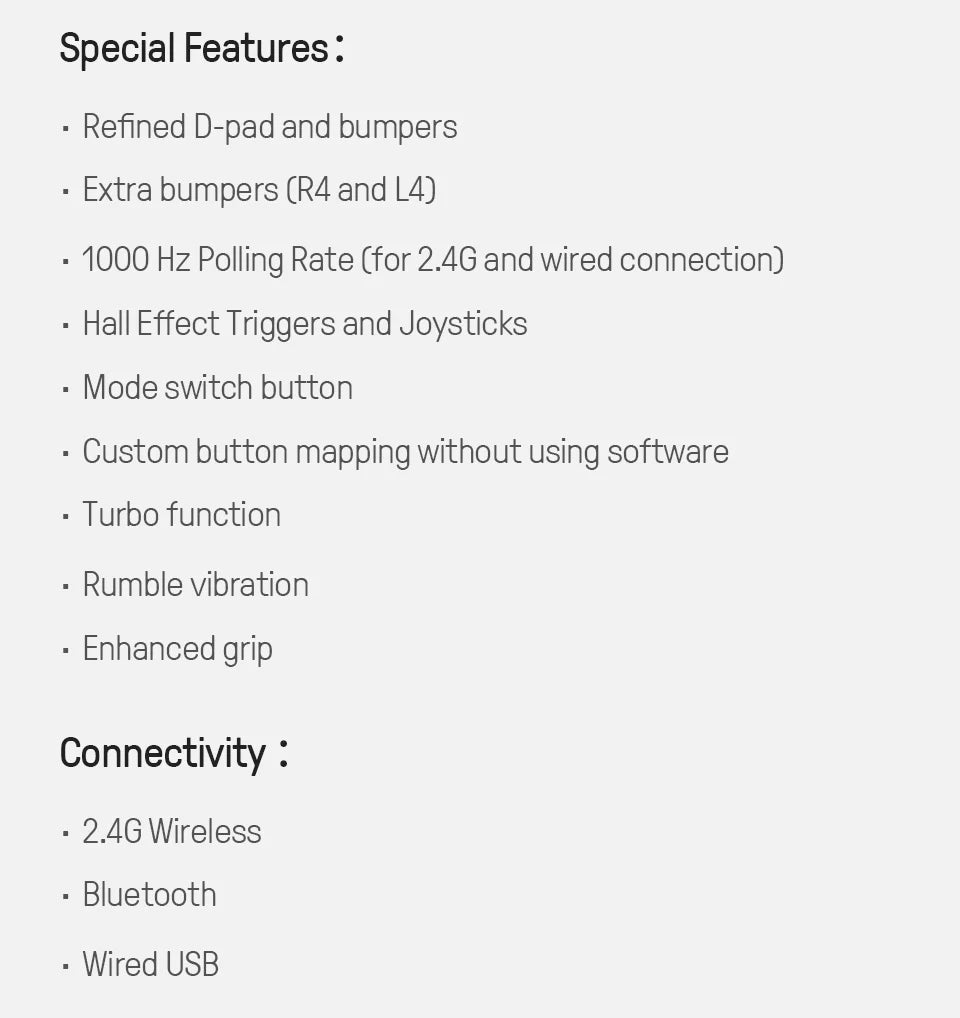 Wireless Gaming Controller with Hall Effect Joysticks and Triggers for PC and Android