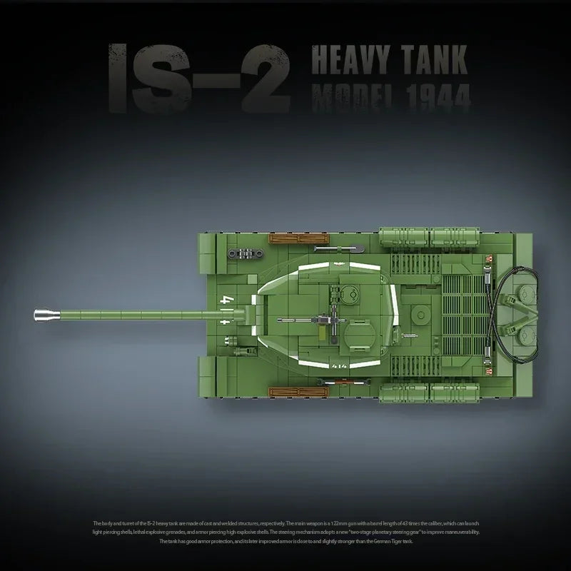 WW2 Military Classic Model Tiger Leopard KV-1 KV-2 IS-2 Heavy Tank Collection Model Building Blocks Bricks Toys for Boys Gifts