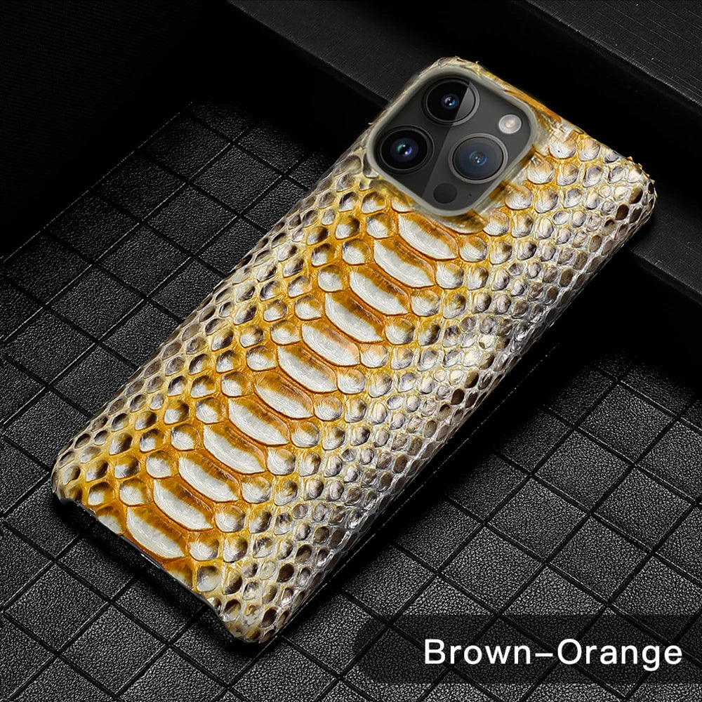 100% Genuine Python Leather Phone Cover Case For iPhone 16 15 14 Pro Max Plus 15Pro 14Pro 16Pro 16Plus Max Luxury