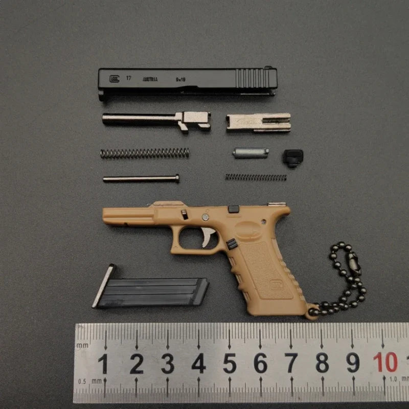 Semi-alloy 1:3 Glock Pistol Model Metal Mini G17 Toy Gun Detachable DIY Keychain Pendant Ornaments