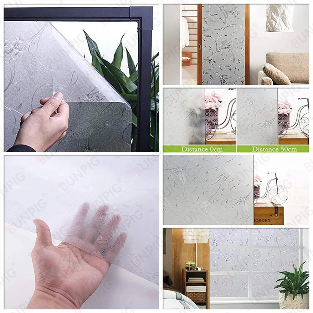 Privacy Window Films No Glue Static Adhesive Glass Film for Decorative Bathroom Living Room Kitchen Rental Apartment Rainbow