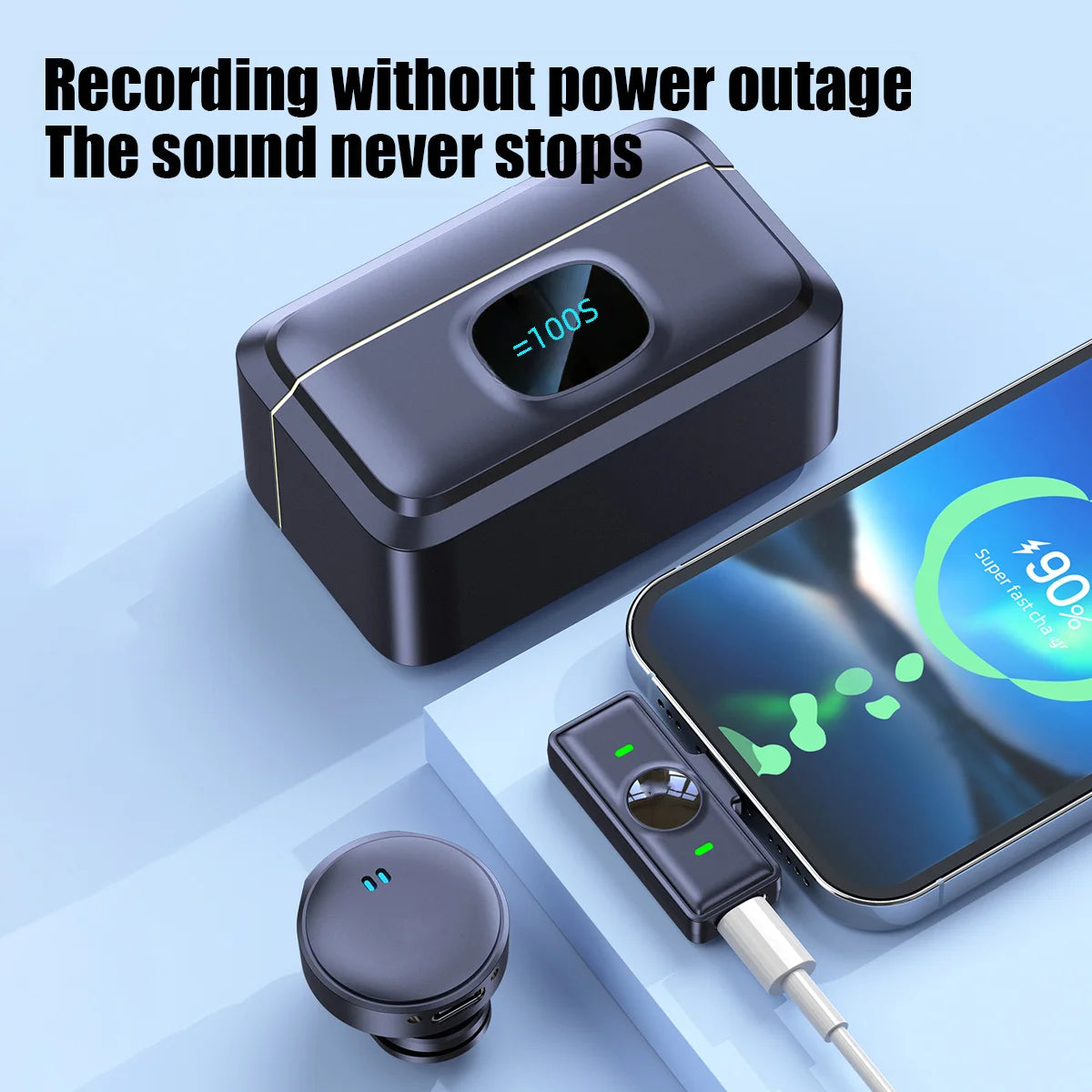 Plug and Play 2.4G Chip Wireless  Suction Button Collar Microphone With Charging Case For Video Recording