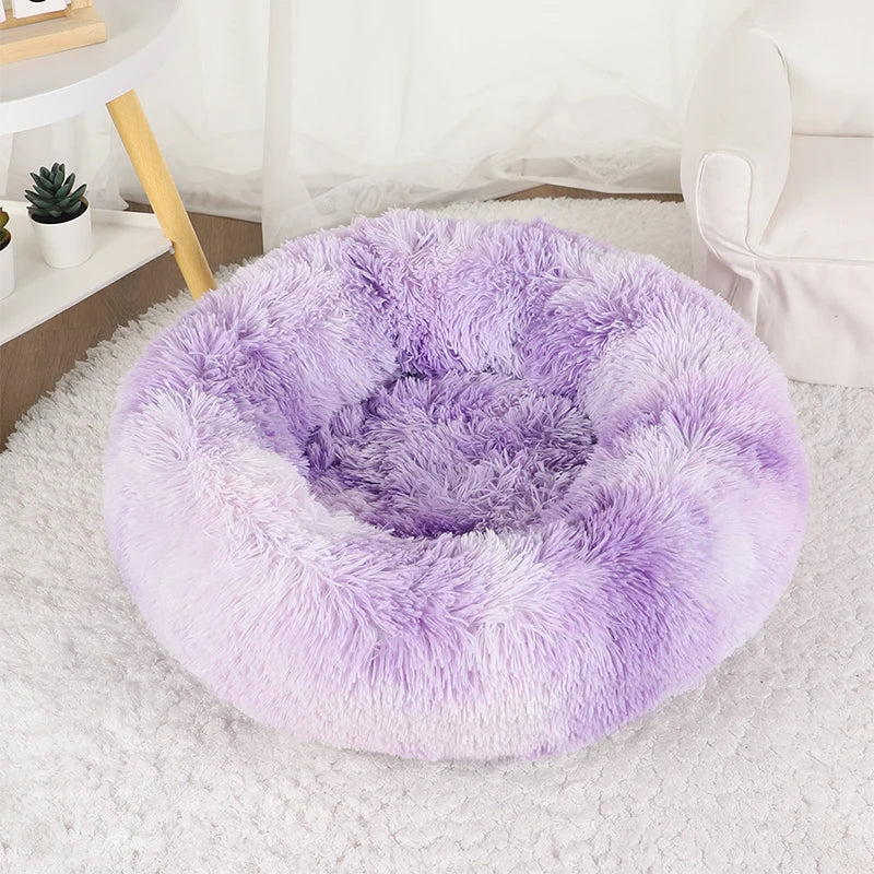 Plush Donut Dog Bed Washable Pet Cushion
