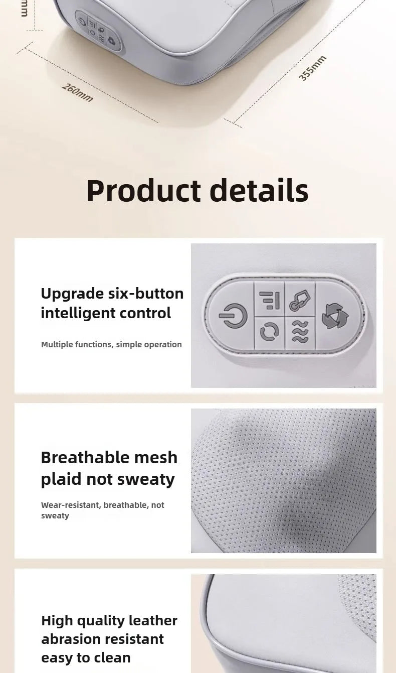 Neck Massage Pillow Electric Cervical Massager Waist Back Shoulder Shiatsu Kneaded Multifunctional Hot Compress Relaxation Gift