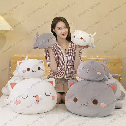 Cute Black White Cat Plush Pillow Stuffed Doll Toy