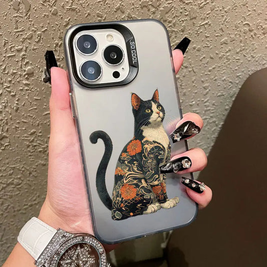 Colorful Japan Cat Design Phone Case For Samsung Galaxy S24 S23 S21 FE S25 S24 S23 S22 Ultra Plus Shockproof Laser Back Covers