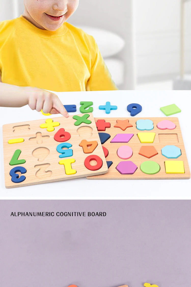 Wooden Alphabet and Number Learning Puzzle Board