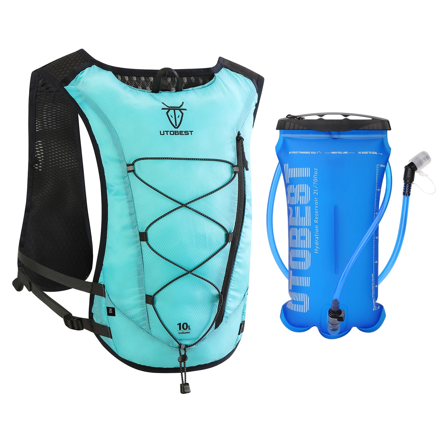 Trail Running Backpack 10L Ultra Lightweight Hydration Vest with 2L Water Bladder for Outdoor Hiking Cycling Marathon