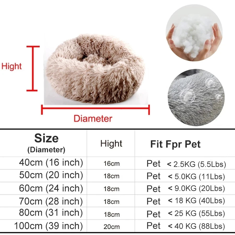 Plush Donut Dog Bed Washable Pet Cushion