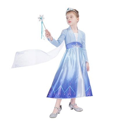 Disney Frozen Girls Dress Elsa 2  Children Christmas Party Princess Costume Kids Snow Queen Performance Elegant Dress Vestidos