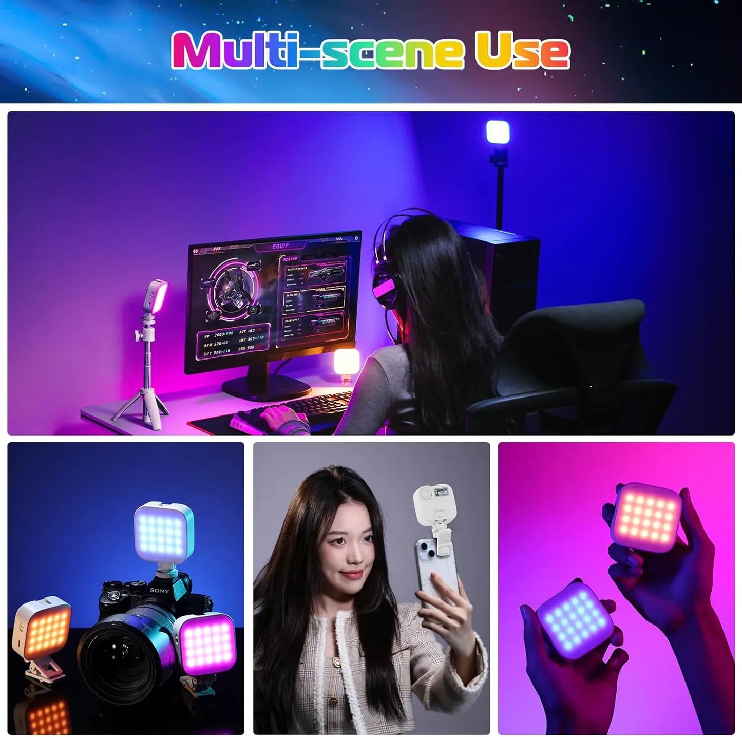 U60 Mini Pocket LED Video Lamp – RGB 2500-9000K Rechargeable Photography Light with LCD Screen & Cold Shoe Mount