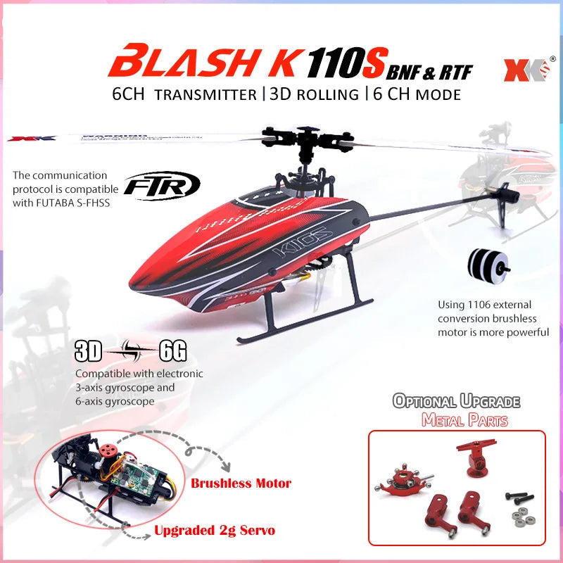 XK K110s RC Helicopter BNF 2.4G 6CH 3D 6G System Brushless Motor RC Quadcopter Remote Control Drone Toys For Gifts