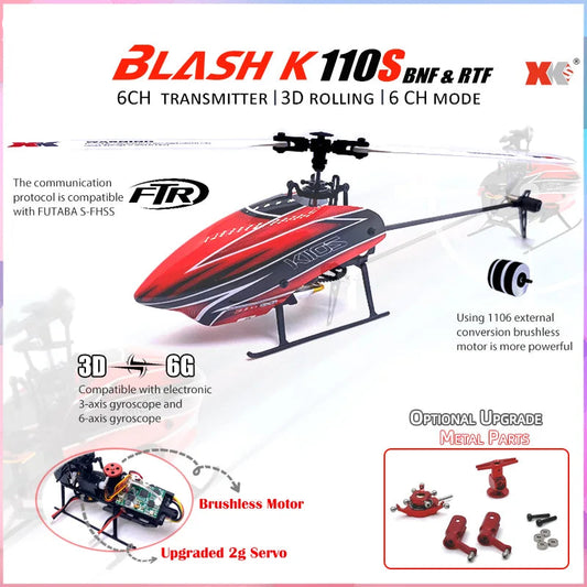 XK K110s RC Helicopter BNF 2.4G 6CH 3D 6G System Brushless Motor RC Quadcopter Remote Control Drone Toys For Gifts