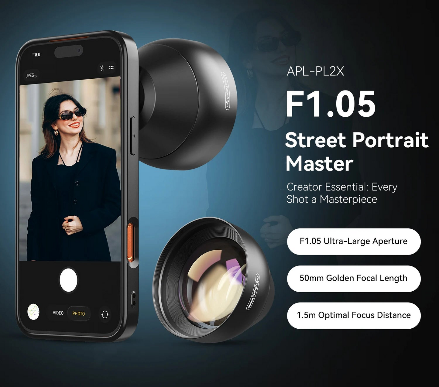 2X Mobile Portrait Telephoto Lens with Natural Bokeh