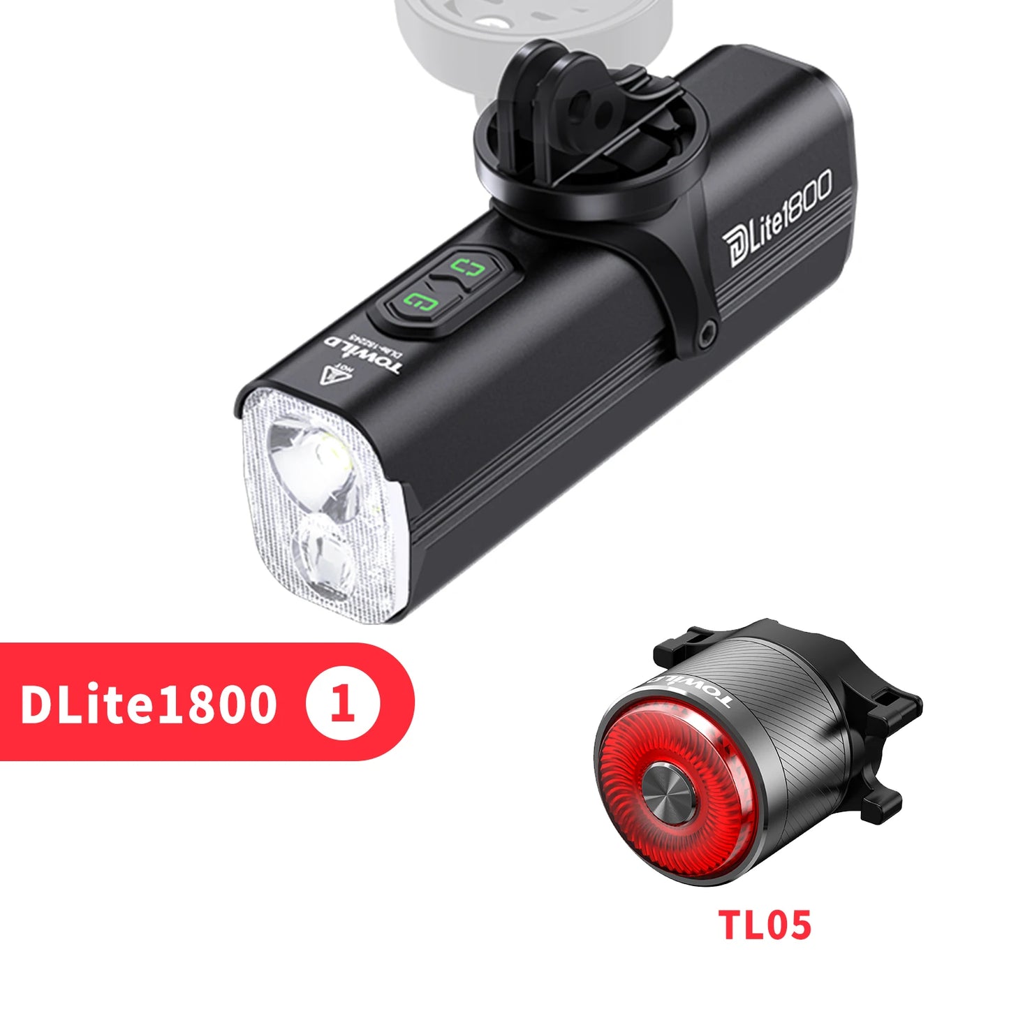 DLite 1800LM Bicycle Lights Focus/Flood Beam Switch Smart Bike Light 5000mah Rechargeable Power Bank Mtb Bicycle Lights