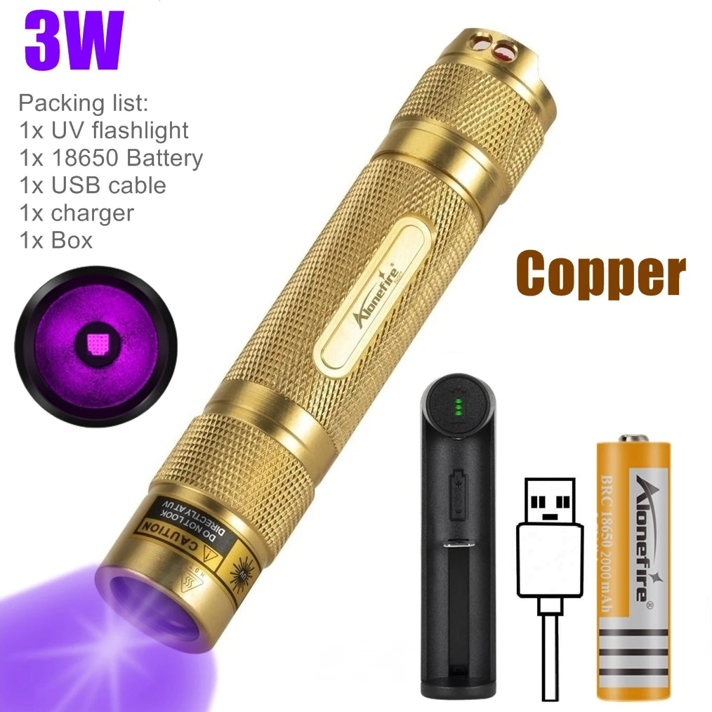 365nm UV Blacklight Rechargeable Flashlight