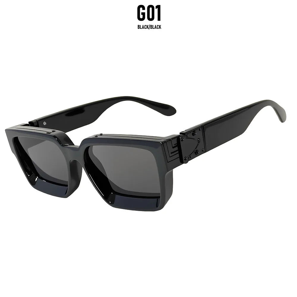 Vintage Square Thick Frame Sunglasses With UV400 Protection