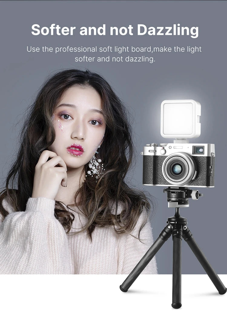 Mini Vlog LED Fill Light 6W 5500K Rechargeable 2000mAh Dimmable Phone Video Lighting
