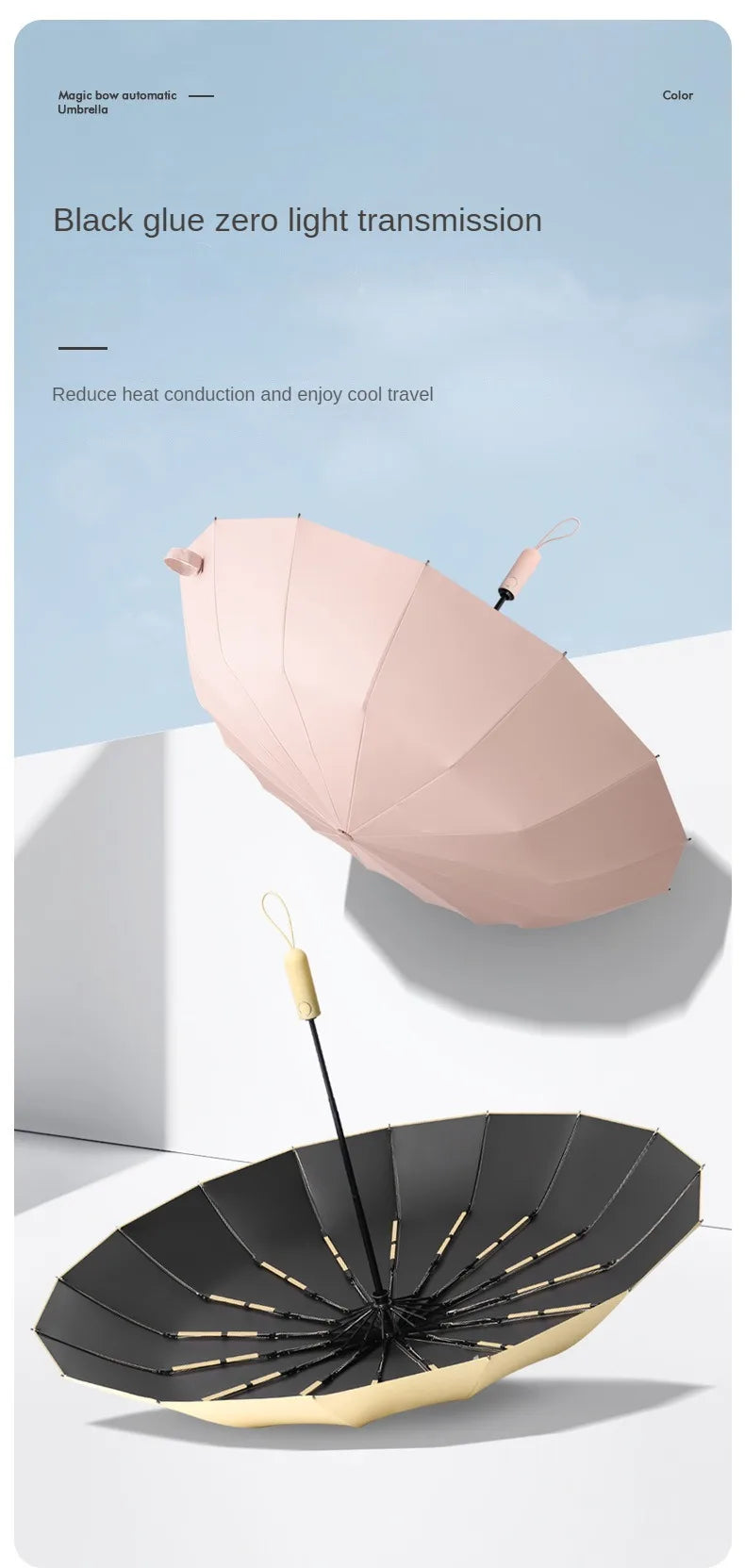 Automatic Folding Umbrella 16 Bone Windproof Large 105cm Sun Shade Rain Protection Travel Umbrella