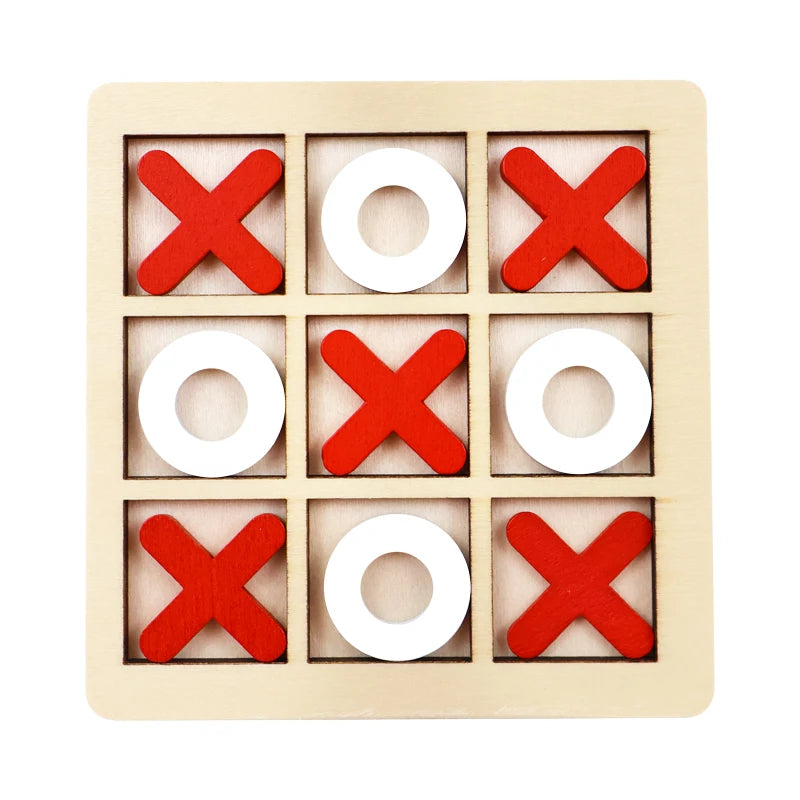 Wooden Push and Shove Tic Tac Toe Strategy Game