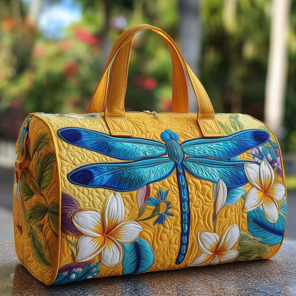 3D Printed Quilted Dragonfly Tote Bag Vibrant Butterfly Travel Bag Artistic Shoulder Bag Women Fashion Gym Yoga Overnight Bags