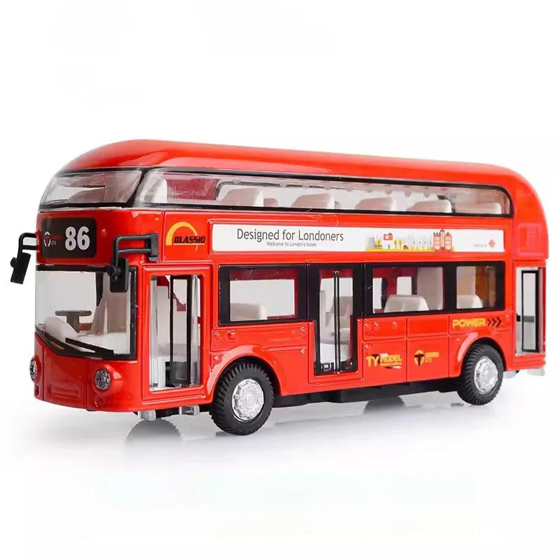 1/36 Double-decker Bus Model Car Toy Alloy Diecast Sound Light Metal Vintage London Autobus Models Toys Collection s Gifts