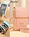 Touch Screen Mobile Phone Purse Soft Leather Shoulder Bag Female Handbags Cheap Small Wallet Crossbody Bags