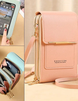 Handbag Touch Screen Cell Phone Purse Shoulder Bag Female Cheap Small Wallet Soft Leather Crossbody