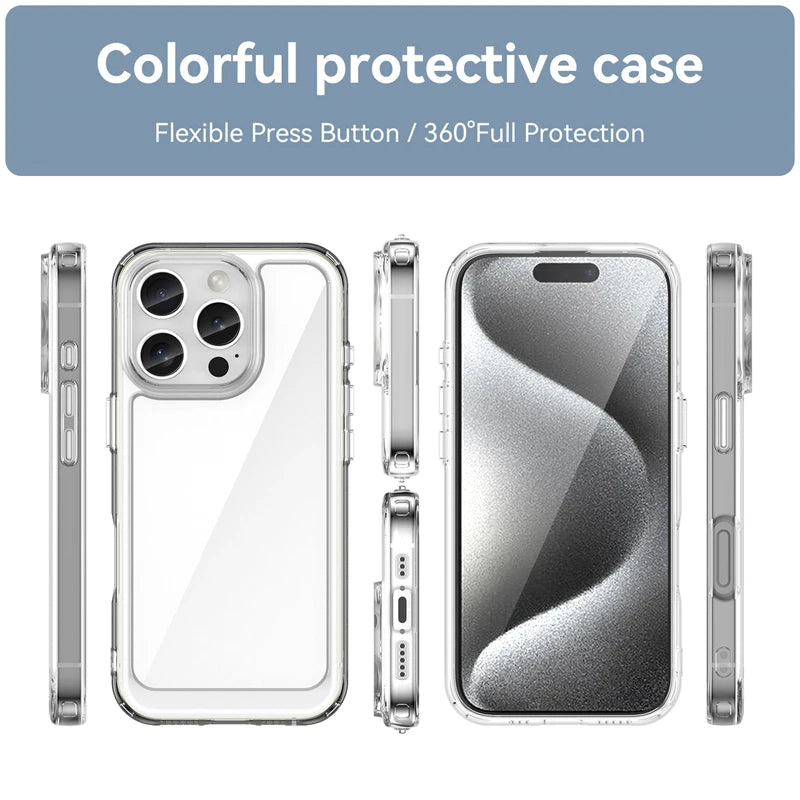 For iPhone 16 Pro Case Luxury Transparent Silicone For iPhone 16 Pro Case Phone Protector Cover for iPhone 16 Pro Cover