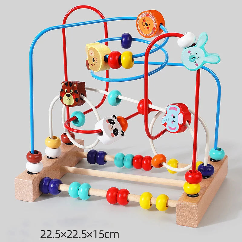 Montessori Wooden Toys Circles Bead Wire Maze Roller Coaster  Early Educational Puzzles Toy for  1 2 3 Years