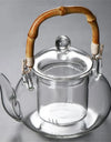 600ML Borosilicate Glass Teapot With Bamboo Handle Household Convenient Heated Tea Kettle with Filter Kung Fu Flower Tea Pot