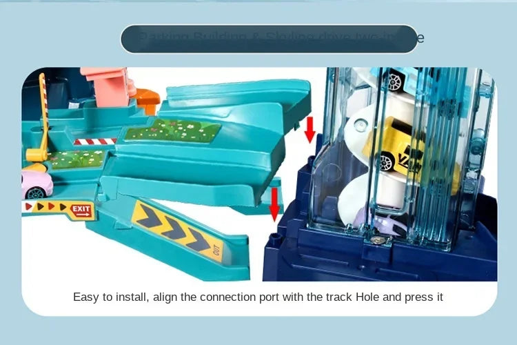 Electric Rail Car Dinosaur Building Parking Lot Adventure Racing Rail Car Toys  Brain Mechanical Interactive Rail Cars