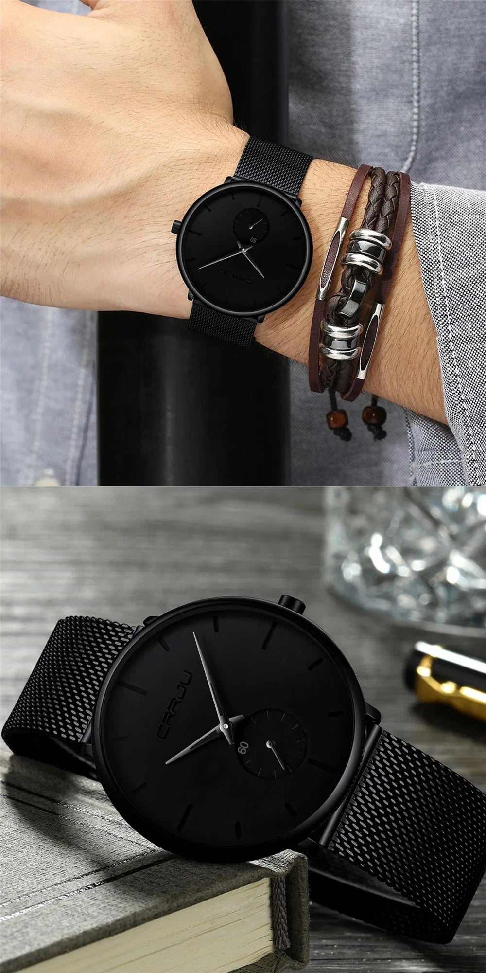 Fashion Mens Watches Top Brand Luxury Quartz Watch Men Casual Slim Mesh Steel Waterproof Sport Watch Relogio Masculino