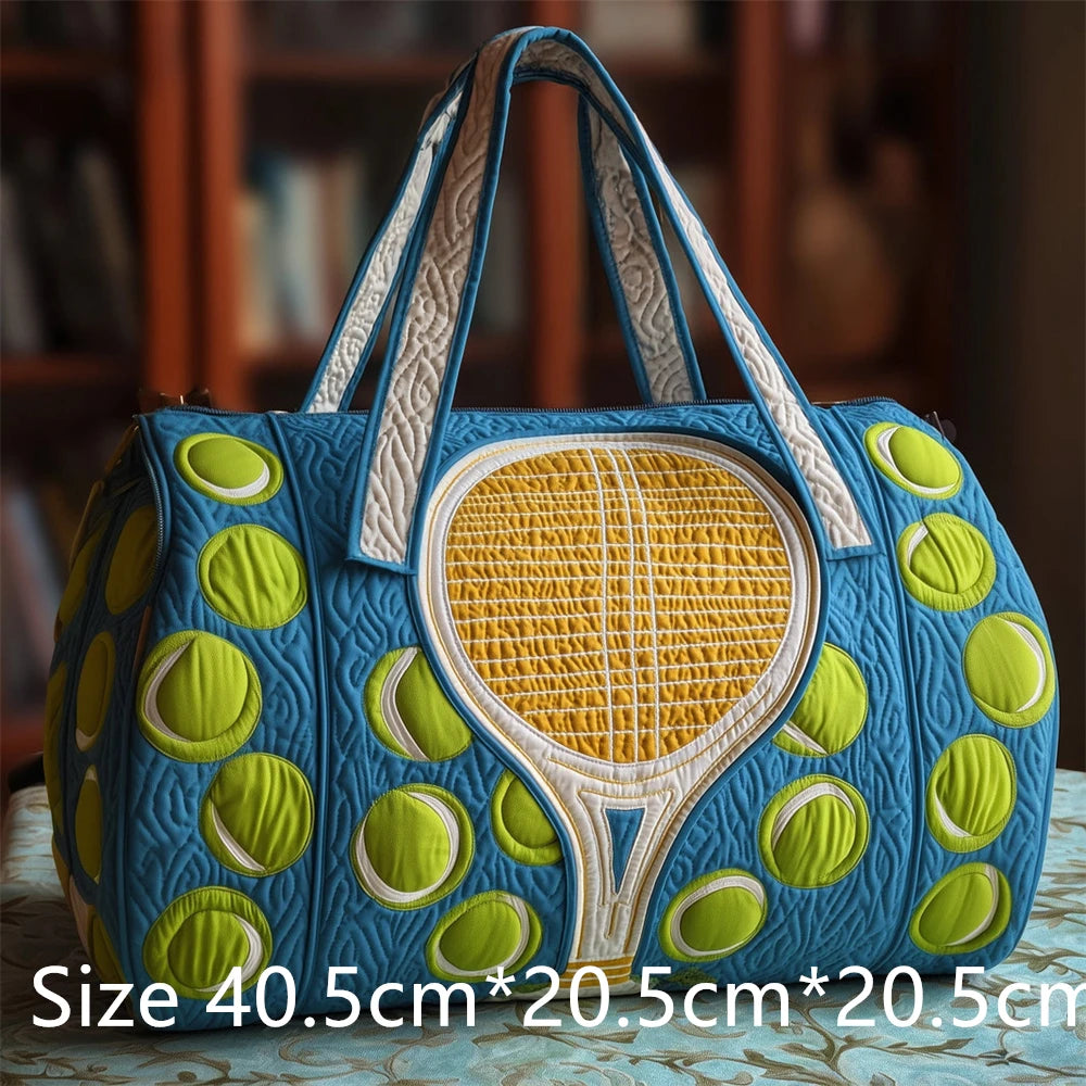 Tennis Racket 3D Printed Quilted Duffel Bag Large Capacity Sports Travel Gym Bag Fashion Weekender Overnight Bag for Men Women