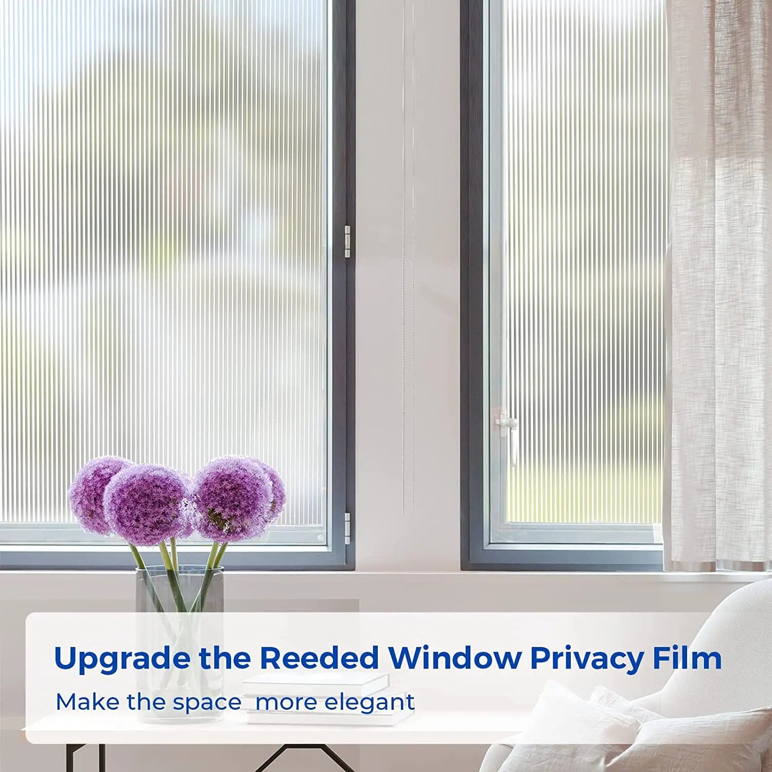 Gray Matte Window Film Privacy Stained Glass Film Static Cling Self Adhesive Film Frosted UV Protective Glass Vinyl for Home