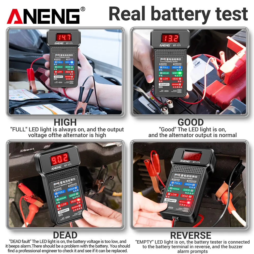 Multifunctional Battery Testers 12V Auto Repair Industry Detection with LED Reverse Display Screen Electrician Tool