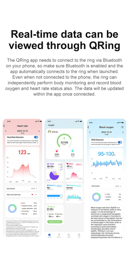 R02 Smart Ring Military Grade Titanium Steel Shell Health Monitoring IP68 & 5ATM Waterproof Multi-sport Modes