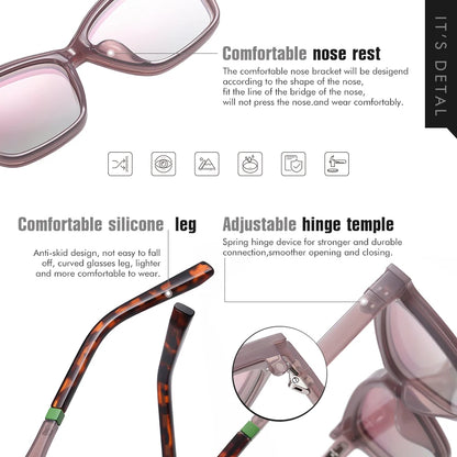 2 in 1 Magnetic Removable Sunglasses Women Cat Eye Glasses Clip On Len Anti Blue Light Computer Glasses