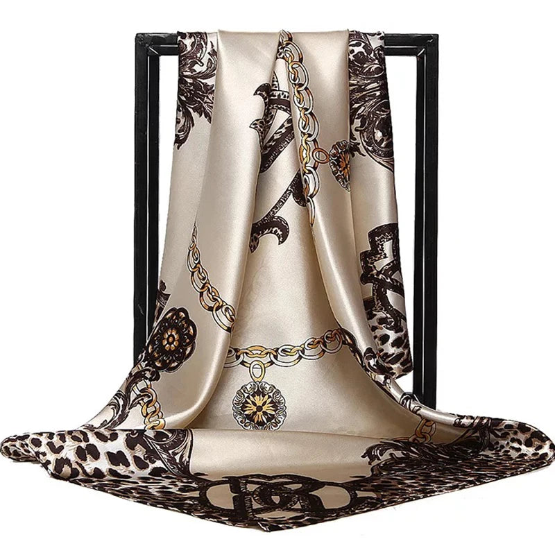 Scarves For Women Print Silk Satin Head Scarf Female Luxury Brand Square Shawl Large Hijab Scarfs