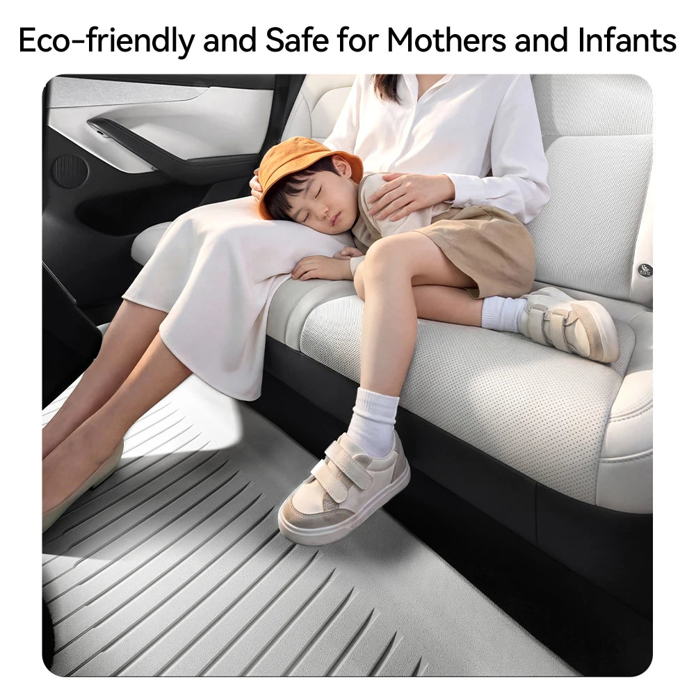 TPE Floor Mats Set with Metal Pedals for Tesla Model Y Juniper Integrated Trunk Liner All Weather Protection