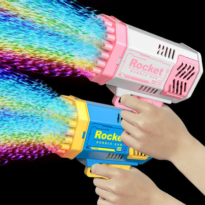 40 Holes Electric Rocket Bubble Gun Toy Bubbles Machine Automatic Soap Blower with Light Summer Outdoor Party Games