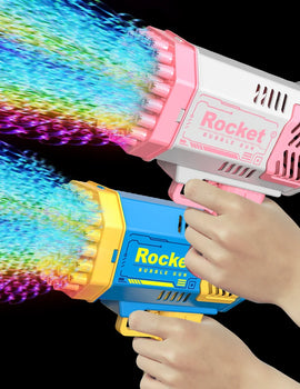 40 Holes Electric Rocket Bubble Gun Toy Bubbles Machine Automatic Soap Blower with Light Summer Outdoor Party Games