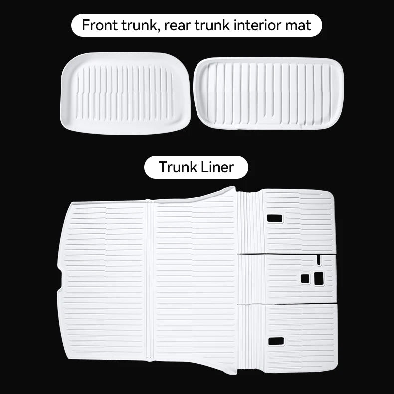 TPE Floor Mats Set with Metal Pedals for Tesla Model Y Juniper Integrated Trunk Liner All Weather Protection