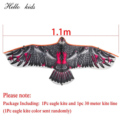 1.1m Eagle Kite With 30 Meter Kite Line Large Eagle Flying Bird Kites Children Gift Family Trips Garden Outdoor Sports DIY Toy