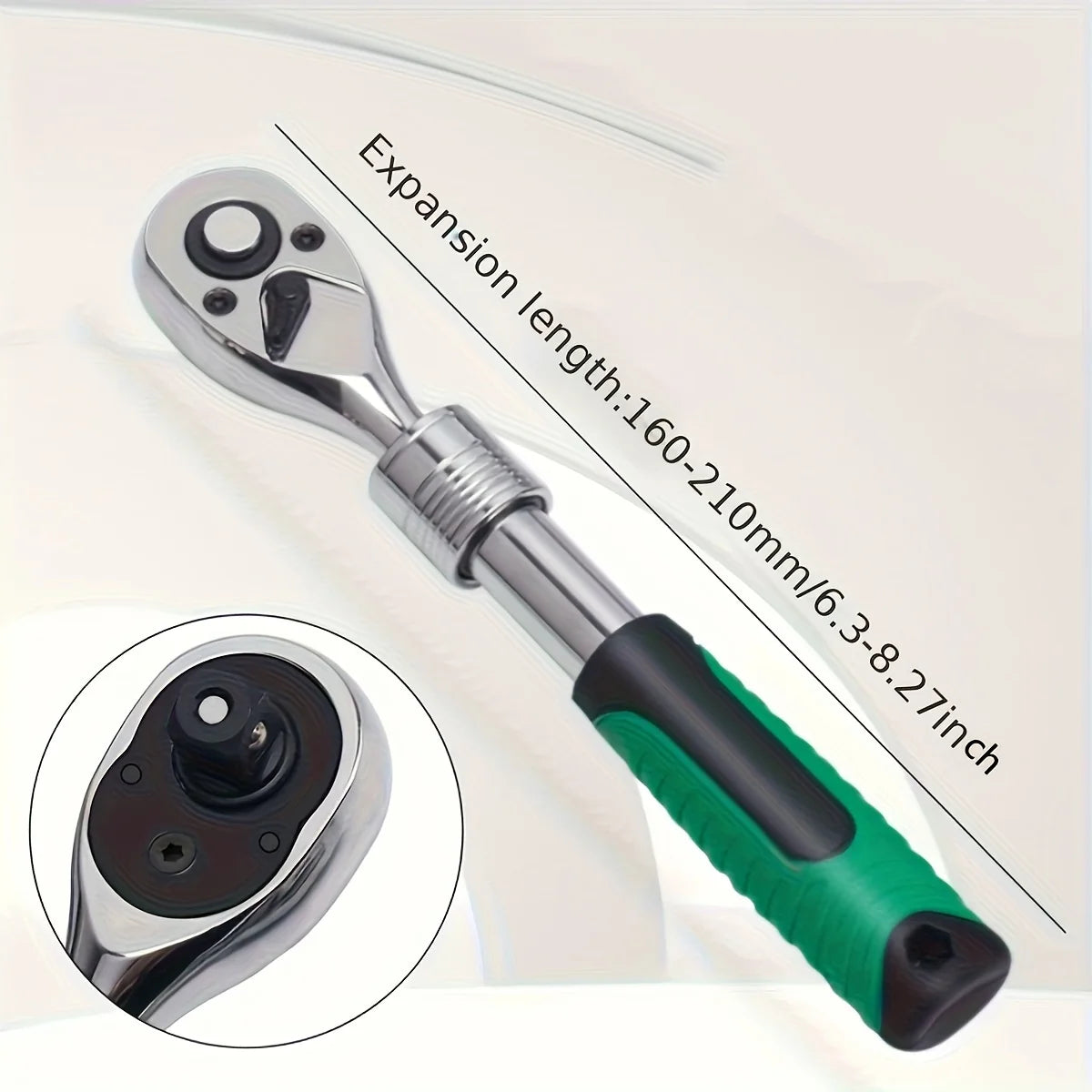 1/4" 3/8" 1/2" Drive Ratchet Handle Wrench 72-Tooth Quick-Release Reversible Extendable Socket Wrench Tool