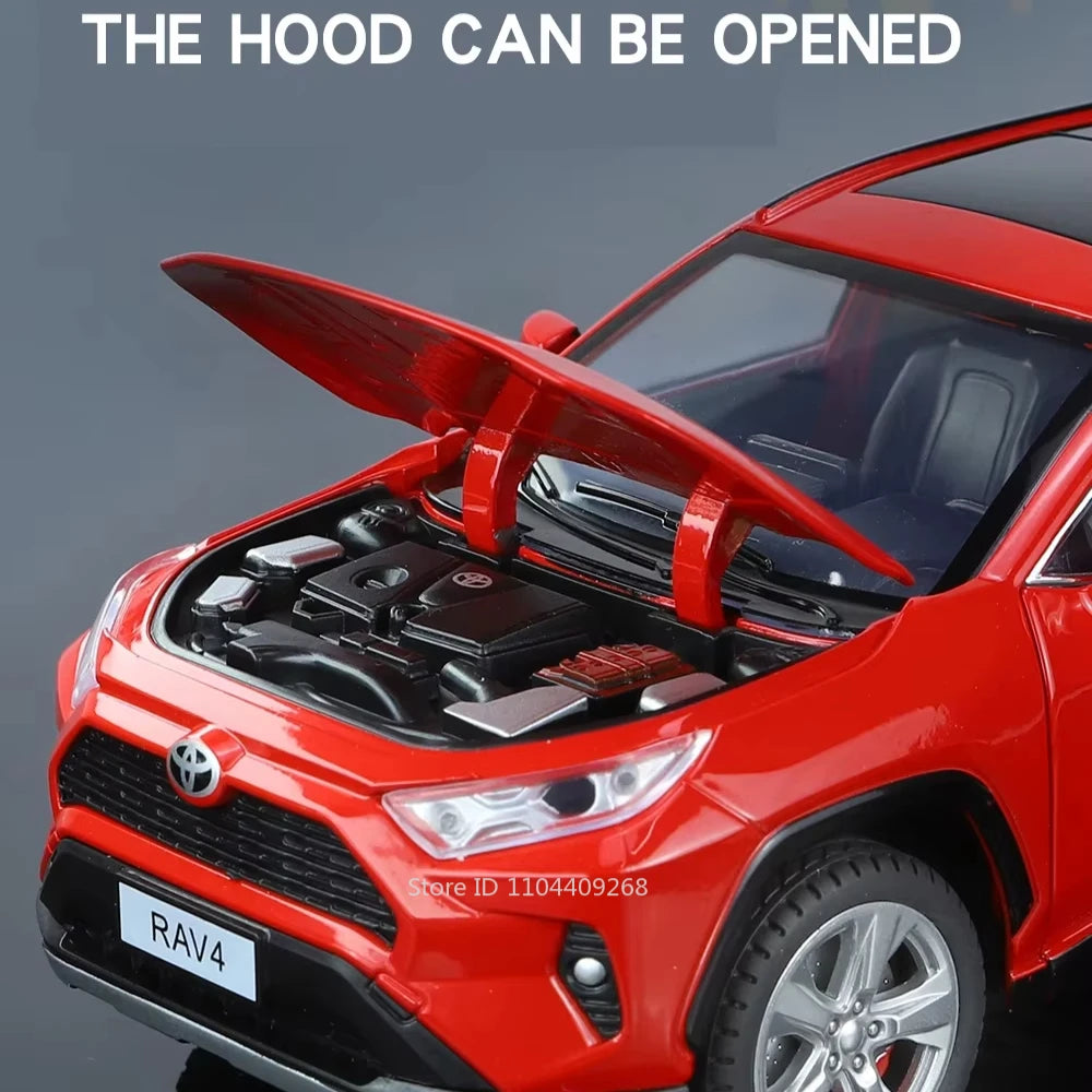 1:24 Scale RAV4 Camry Model Car Toy Metal Diecast Simulation Collection Sound & Light Vehicles Models Hobby Ornaments Gifts